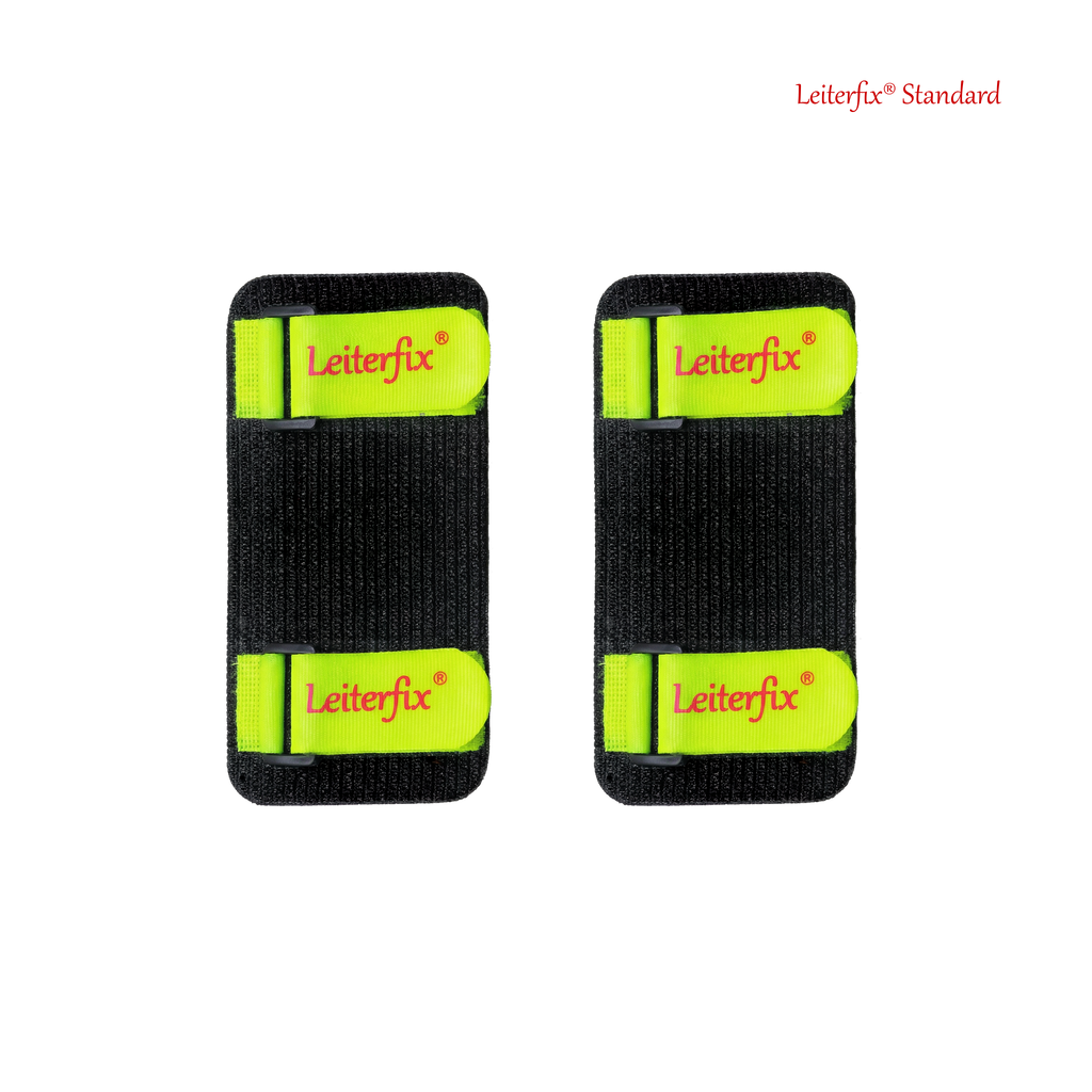 Leiterfix® Standard Leiterkopf-Sicherung – Leiterfixierung als 2er-Set, kein Verrtuschen der Leiter mehr, schwarze Antirutschmatten zur Leitersicherung mit Klettverschluss, 220 x 100 mm, Made in Germany