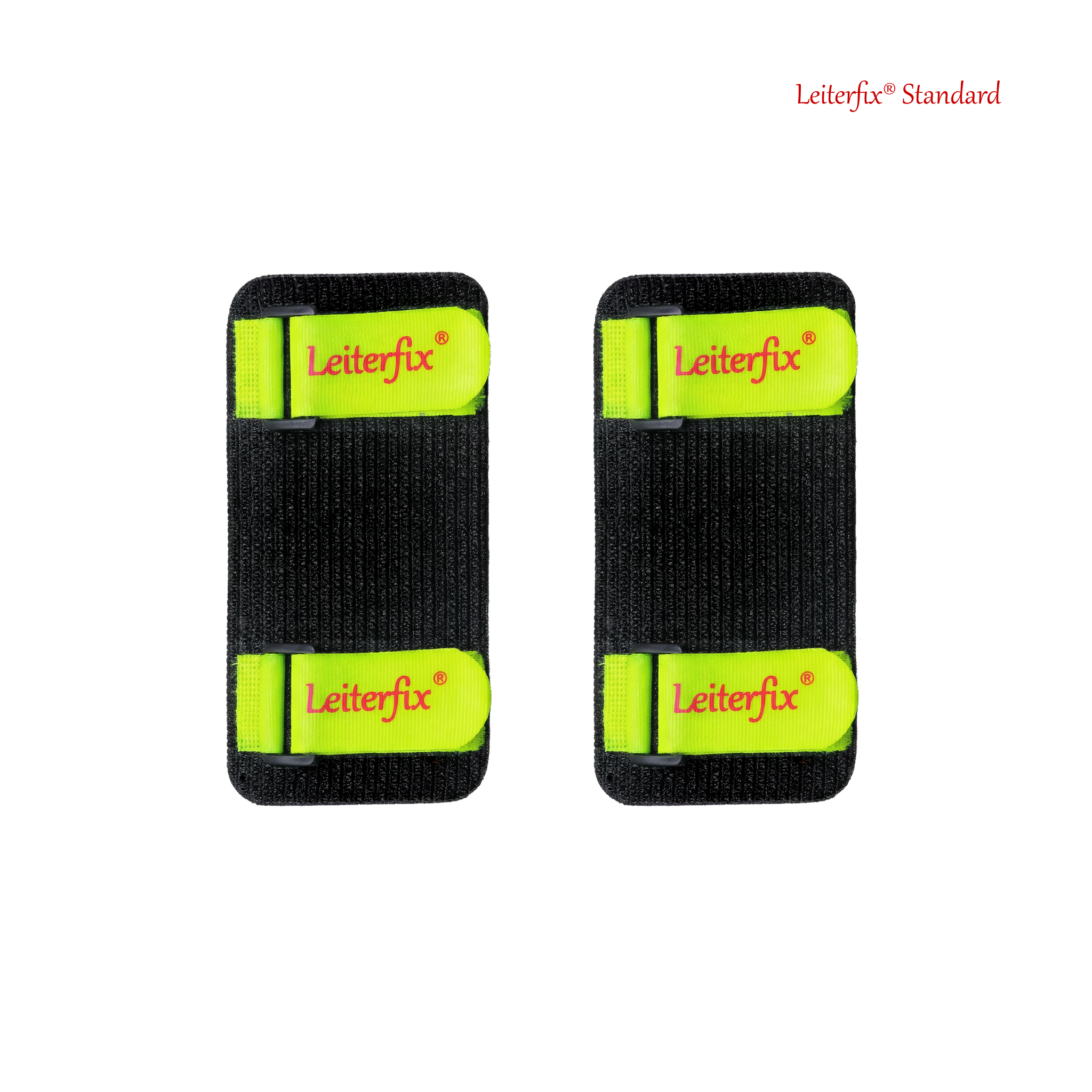 Leiterfix® Standard Leiterkopf-Sicherung – Leiterfixierung als 2er-Set, kein Verrtuschen der Leiter mehr, schwarze Antirutschmatten zur Leitersicherung mit Klettverschluss, 220 x 100 mm, Made in Germany