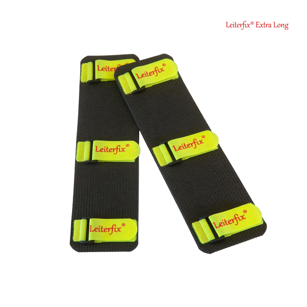 Leiterfix® Extra Long Leitersicherung – Leiterfixierung als 2er-Set, kein Verrutschen der Leiter, schwarze Antirutschmatten zur Leitersicherung mit Klettverschluss, 400 x 100 mm, Made in Germany