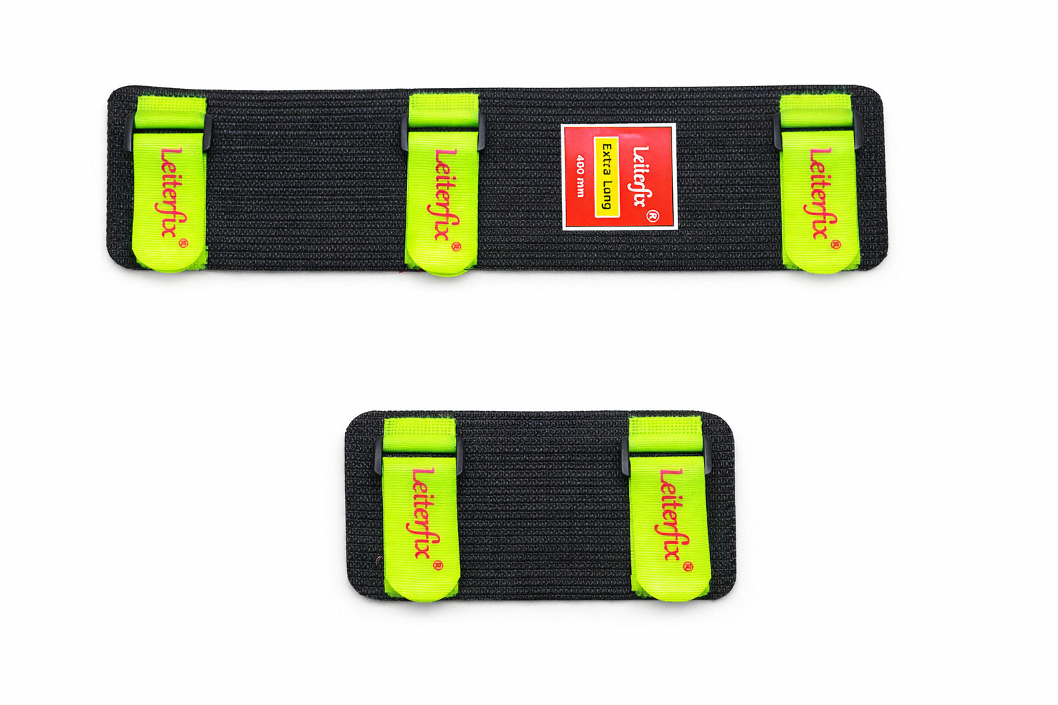 Leiterfix® Standard und XXL - Leiterkopf-Rutschfixierung – Leiterfixierung als 2er-Set, schwarze Antirutschmatten zur Leitersicherung mit Klettverschluss, 220 x 100 mm, Made in Germany